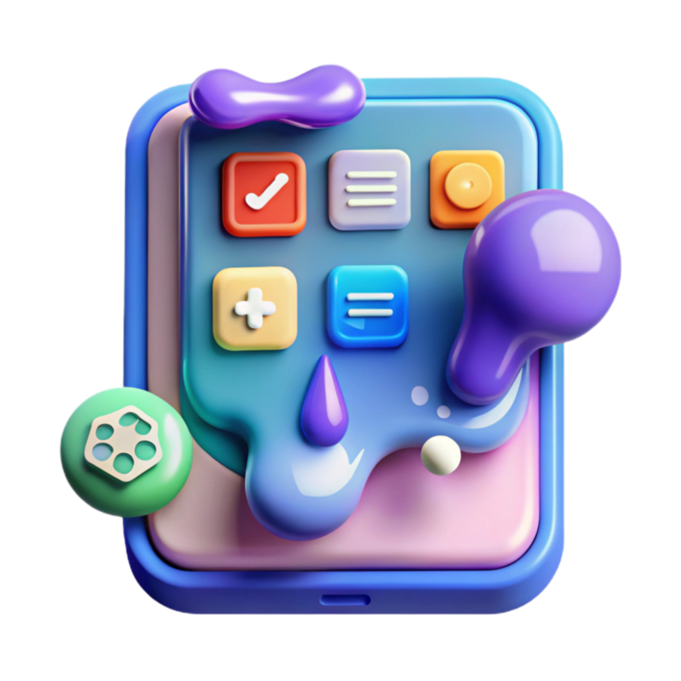 beautiful artistic Colorful App Interface Design 3D Render premium png