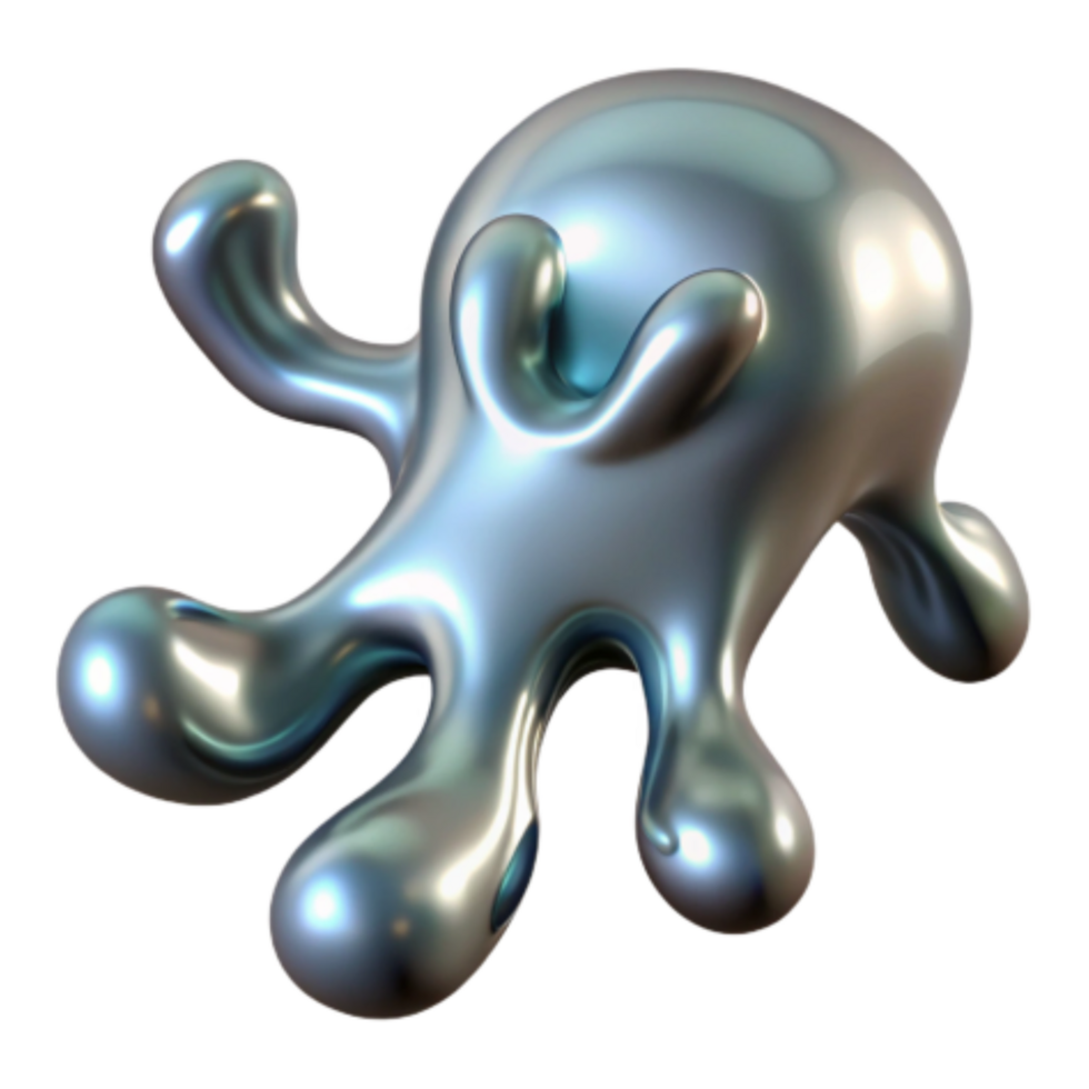 vibrant contemporary Metallic Octopus Abstract 3D Render genuine png