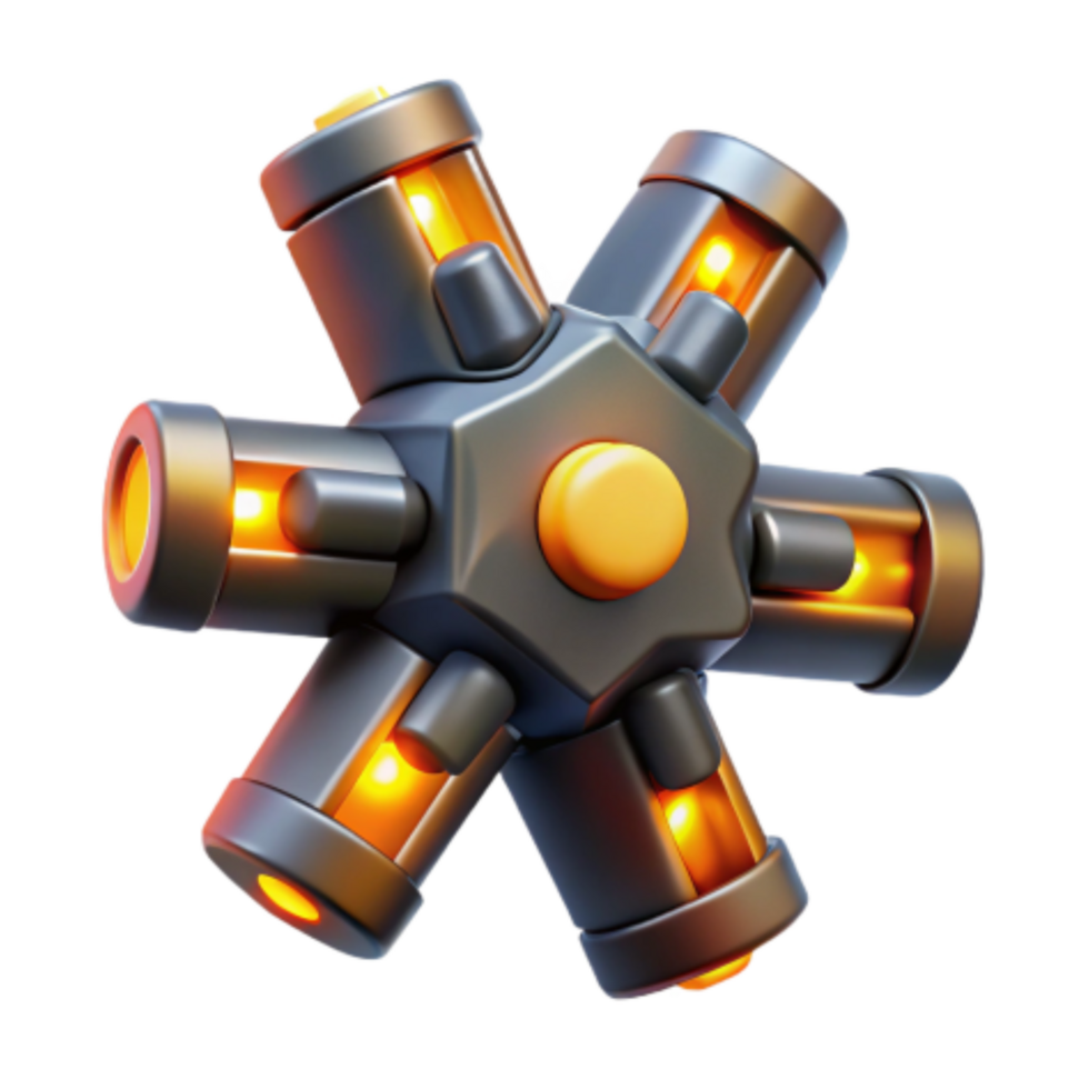 extraordinary minimalist Futuristic Hexagonal Energy Core 3D Render high quality png