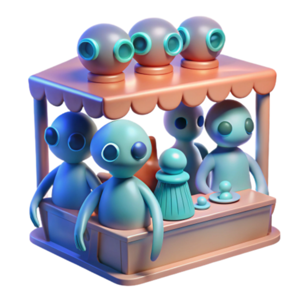magnificent minimalist Alien Market Stand with Diving Helmets genuine png