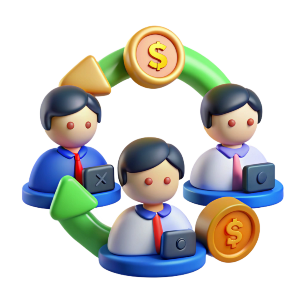 impressive modern Teamwork, Finance, Collaboration, 3D Illustration, Money, Circular Flow, Business, Productivity, Success, Workflow genuine png