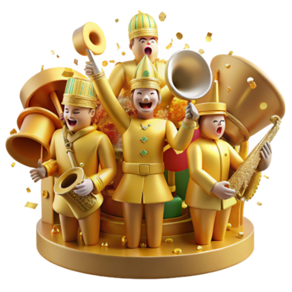 magnificent abstract Golden Musical Celebration Festive 3D Render exclusive png