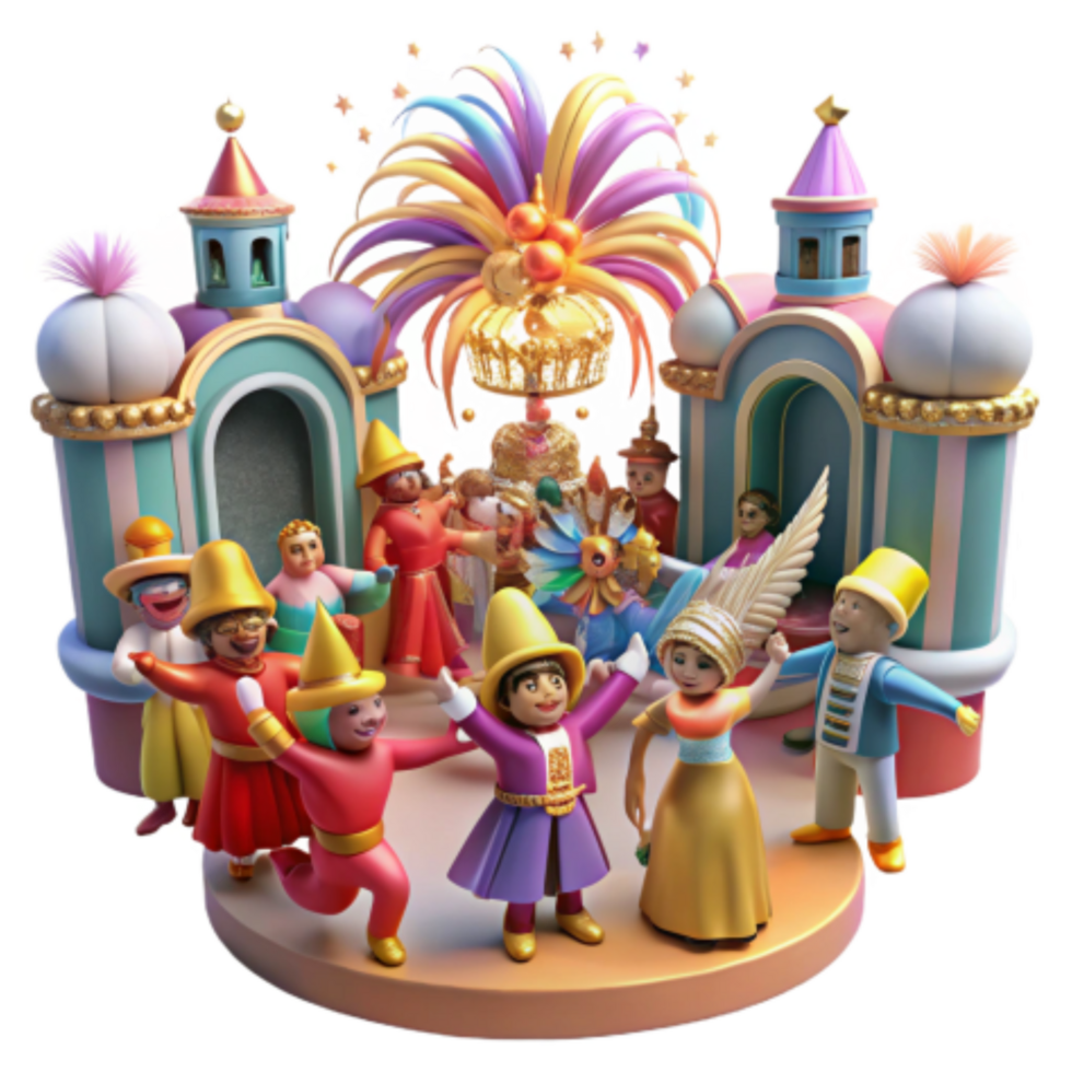 stunning classic Whimsical Festival Parade Colorful Characters Festive Float professional png