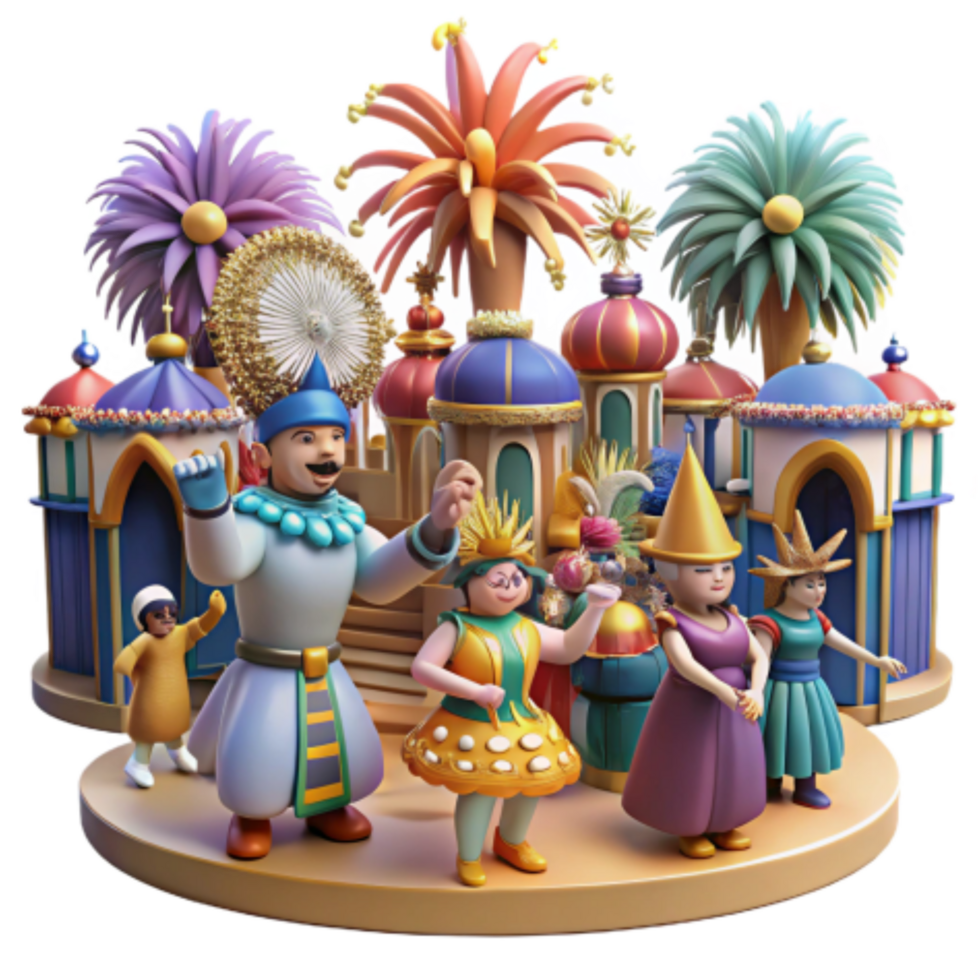magnificent abstract Whimsical Festive Parade 3D Render of Joyful Celebration exclusive png