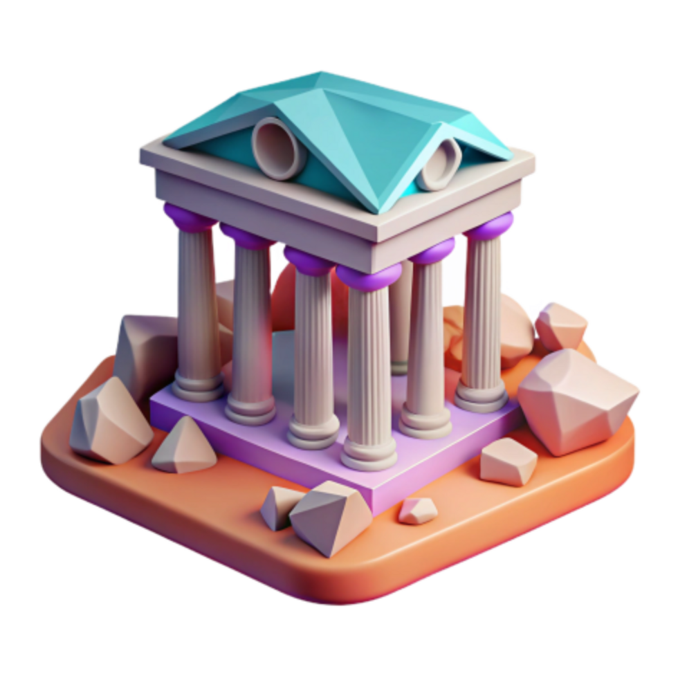extraordinary rustic Ancient Temple 3D Model Columns, Architecture, Ruins detailed png