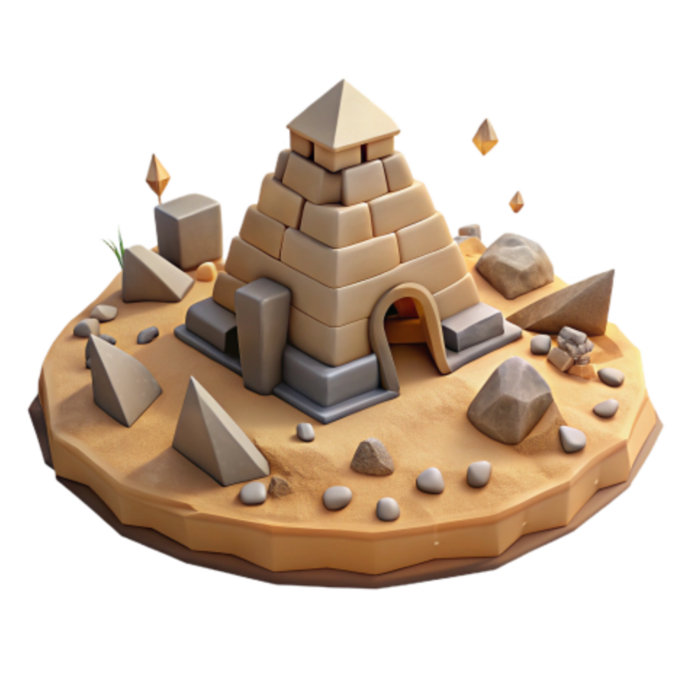 dramatic creative Pyramid Structure in Desert Setting 3D Render 4K png