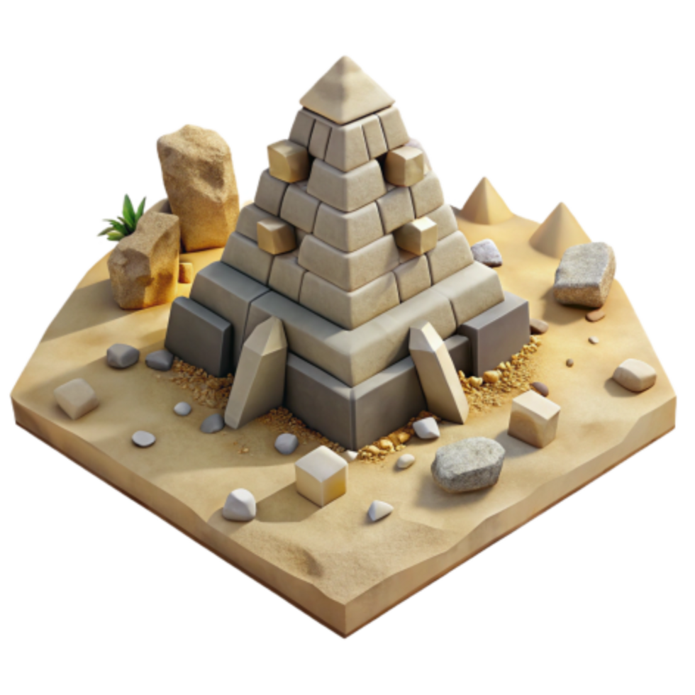 wonderful minimalist Ancient Pyramid in Desert Landscape 3D Model detailed png