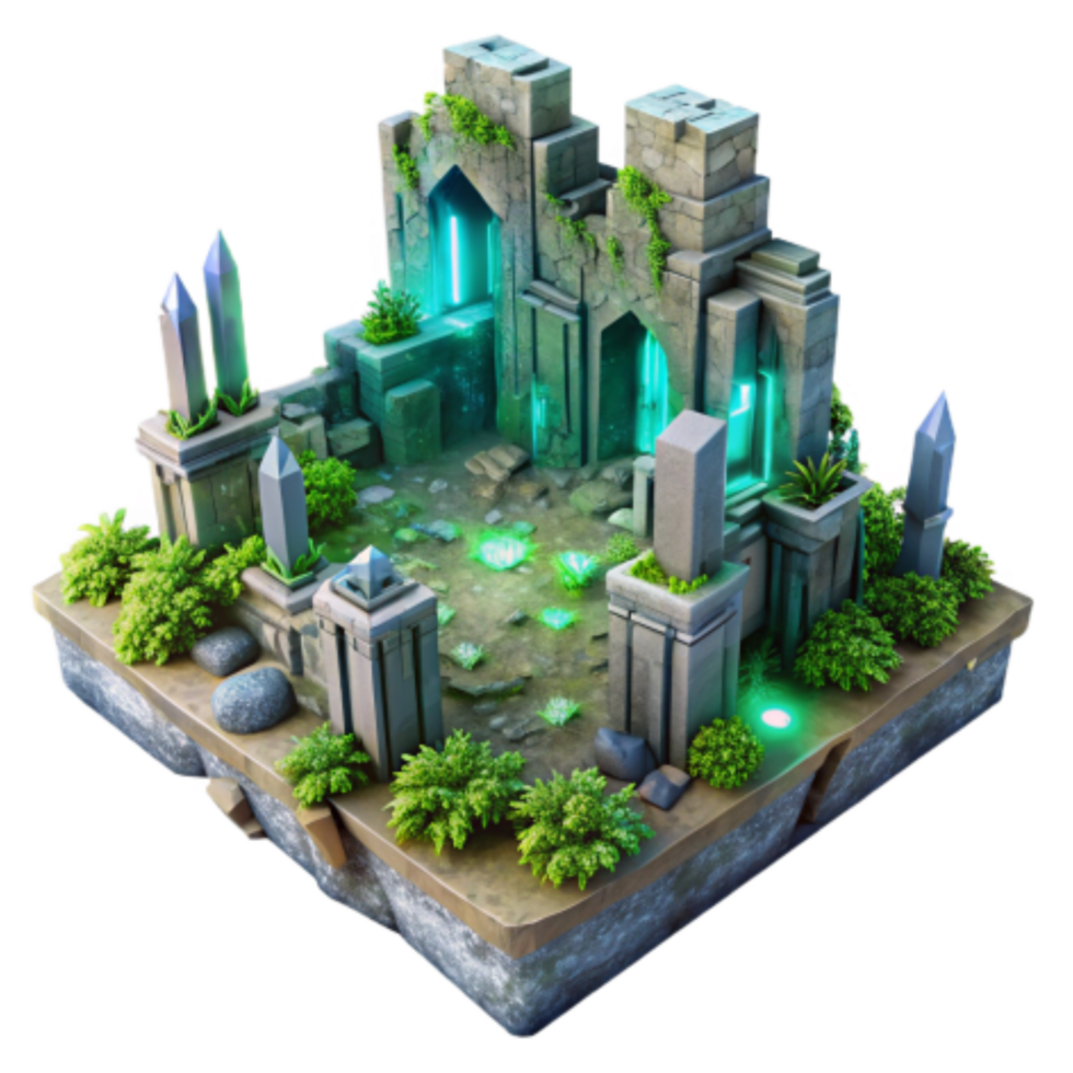 impressive vintage Enchanted Ruins Mystical Stone Gateway Glowing Flora high resolution png