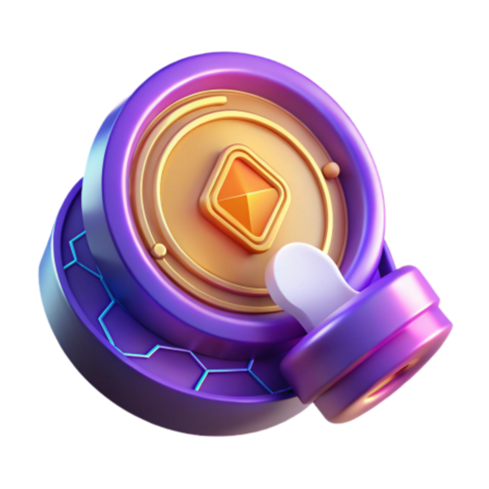 magnificent minimalist Digital Currency Token 3D Render of Virtual Asset high quality png