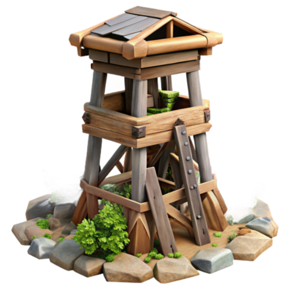 wonderful contemporary Wooden Watchtower 3D Model of a Rustic Observation Post exclusive png