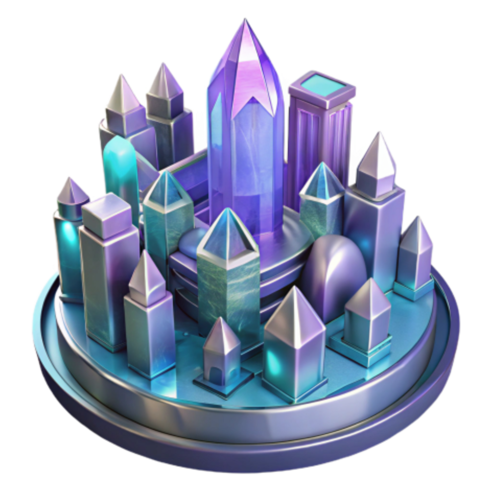 extraordinary minimalist Crystal City A Futuristic Architectural 3D Render authentic png