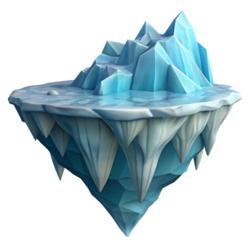 beautiful modern Floating Ice Island 3D Model Render professional png