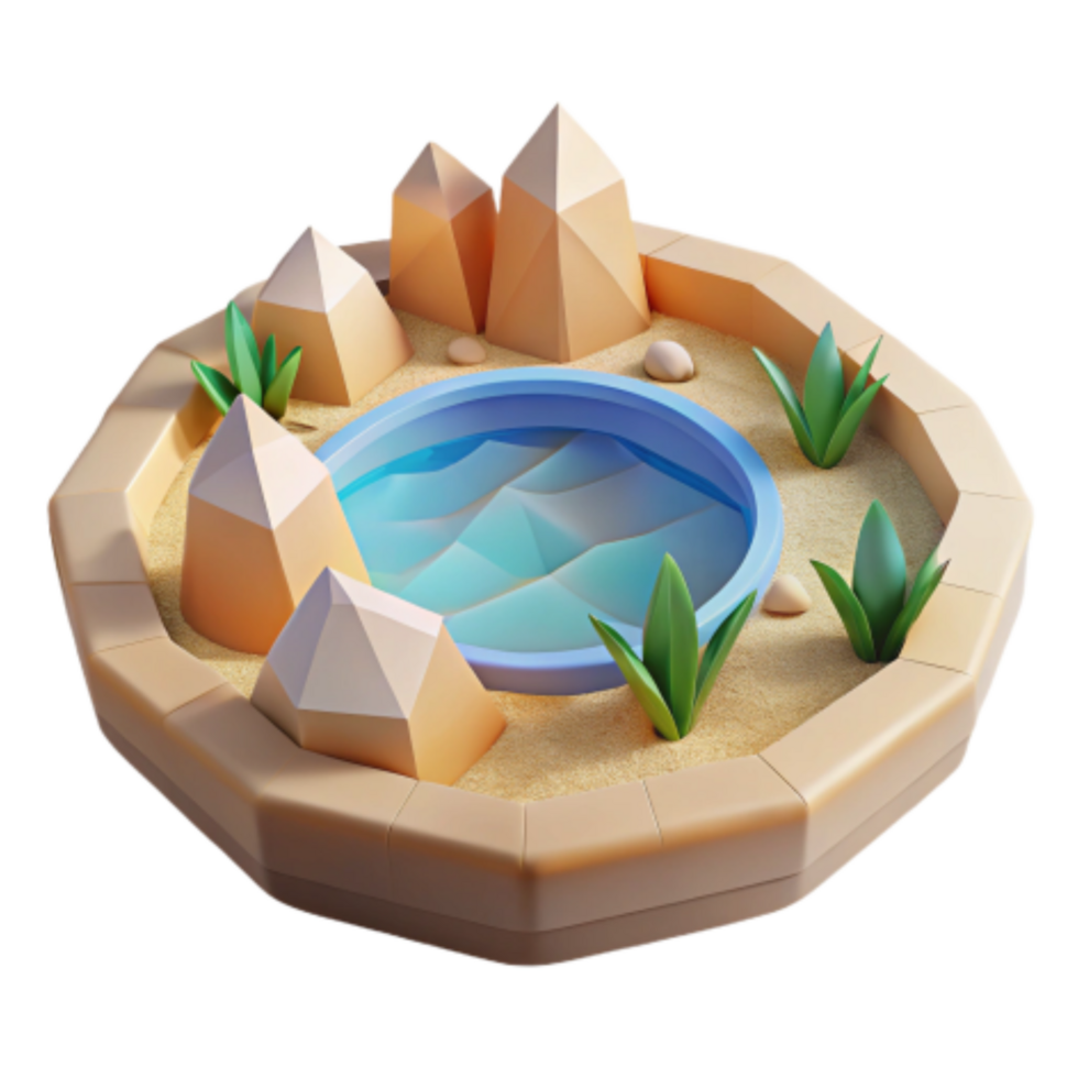 elegant contemporary Serene Oasis 3D Render of Crystal Pool high resolution png
