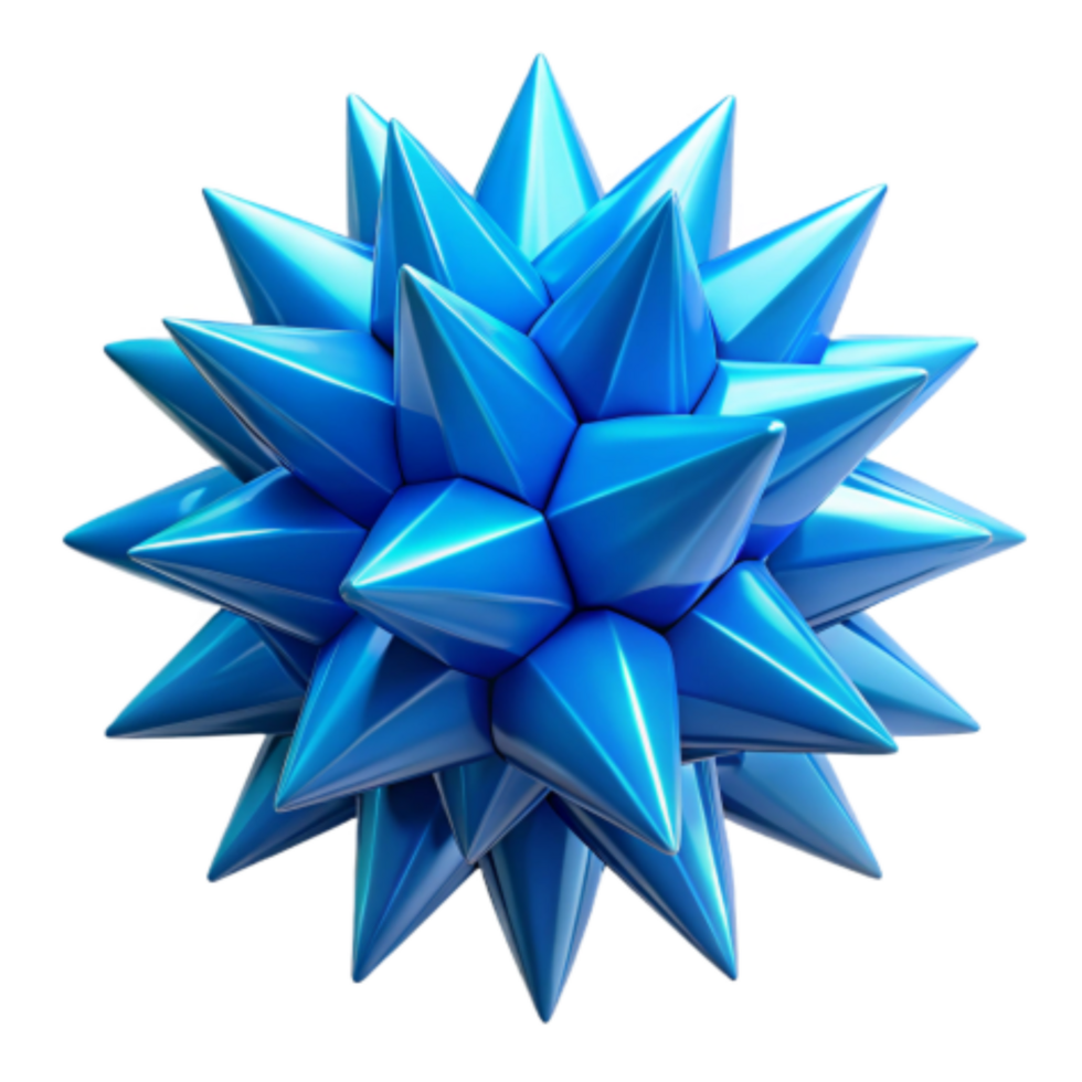 beautiful rustic Abstract 3D Blue Spiky Geometric Shape original png