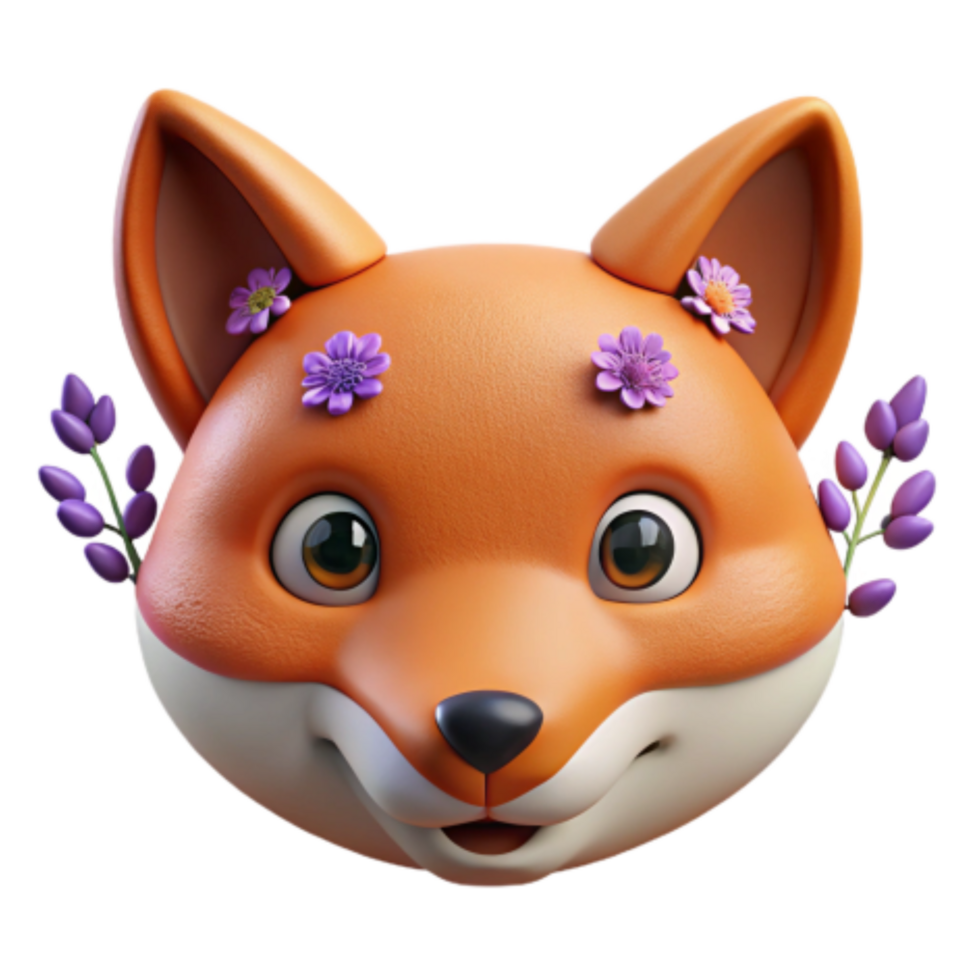 magnificent contemporary Adorable Fox with Lavender and Flowers original png