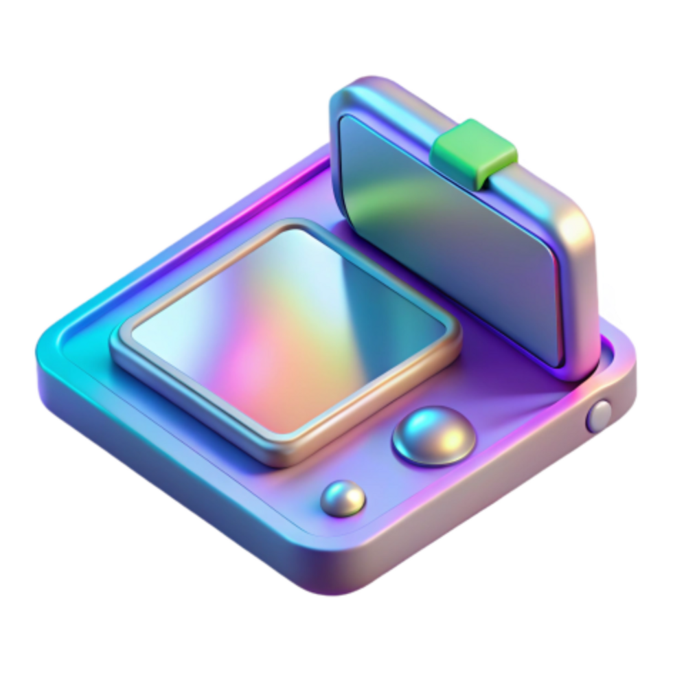 dramatic abstract Retro Gaming Console Holographic Screen, Colorful Design high resolution png