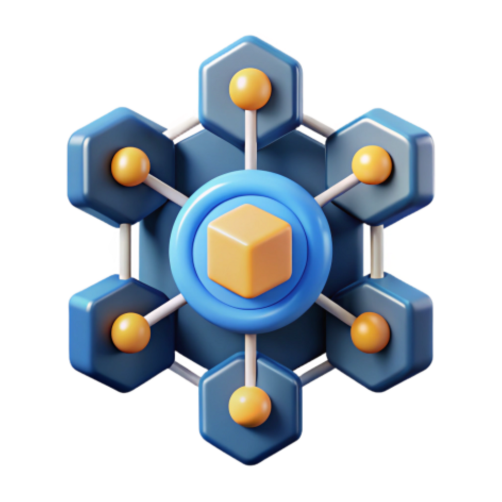 vibrant modern Centralized Data Network Hexagonal Node Structure genuine png
