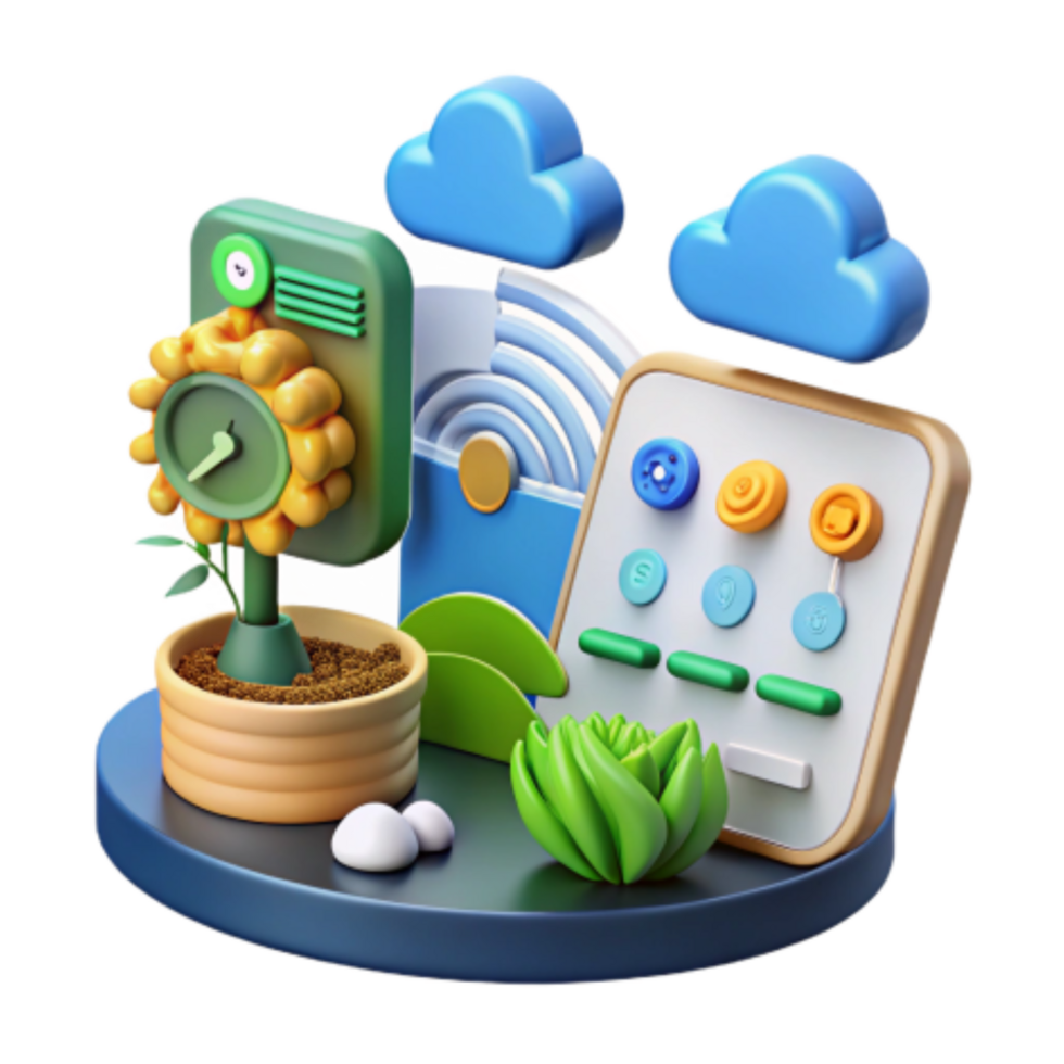 serene abstract Smart Home Automation Cloud-Based Control Panel for Plant Care authentic png