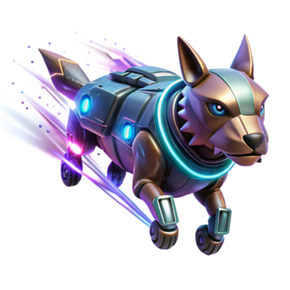 magnificent abstract Cybernetic Canine Futuristic Robotic Dog in Motion genuine png