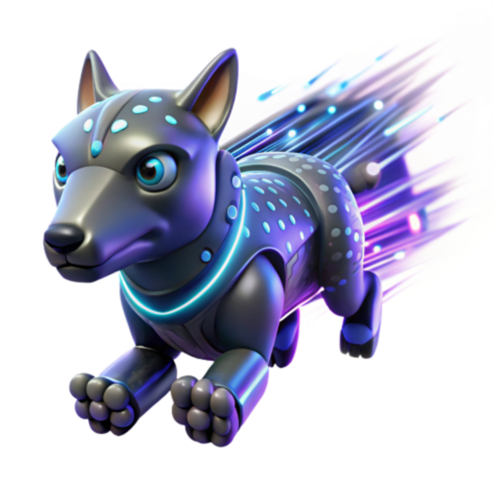 dramatic creative Cybernetic Canine Futuristic Robot Dog in Motion high resolution png