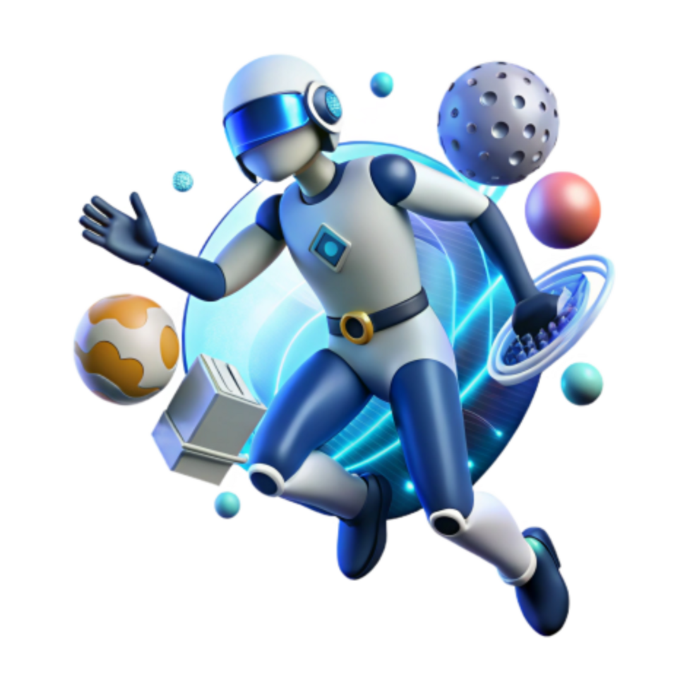 extraordinary rustic Futuristic Robot in Space Exploring the Digital Universe genuine png