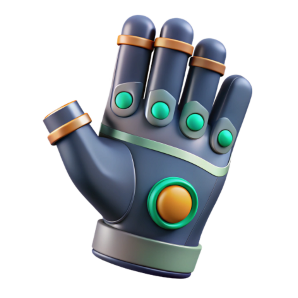 serene minimalist Futuristic Glove Design 3D Render of a Cybernetic Hand detailed png