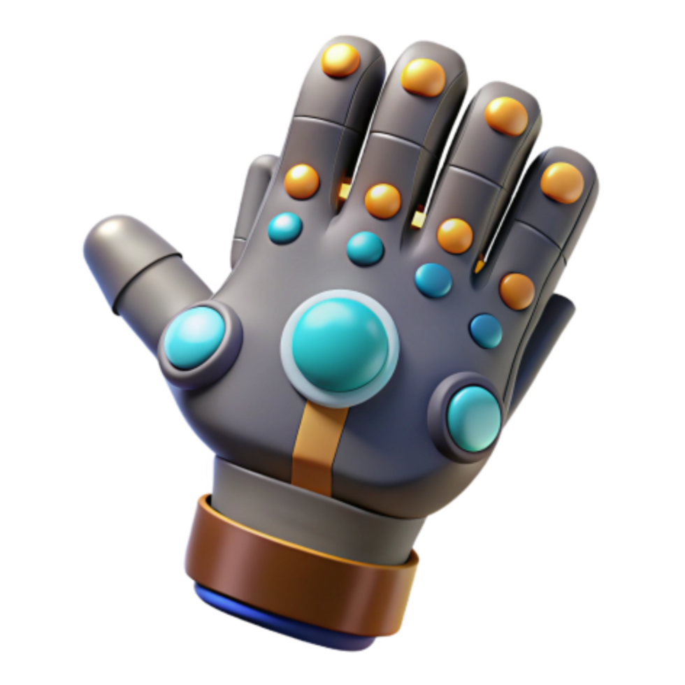 dramatic modern Futuristic Glove with Colorful Buttons 3D Render detailed png