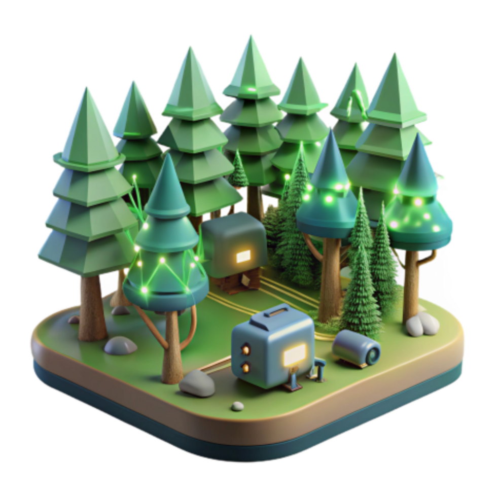 magnificent minimalist Enchanted Forest Glowing Trees Futuristic Tech exclusive png