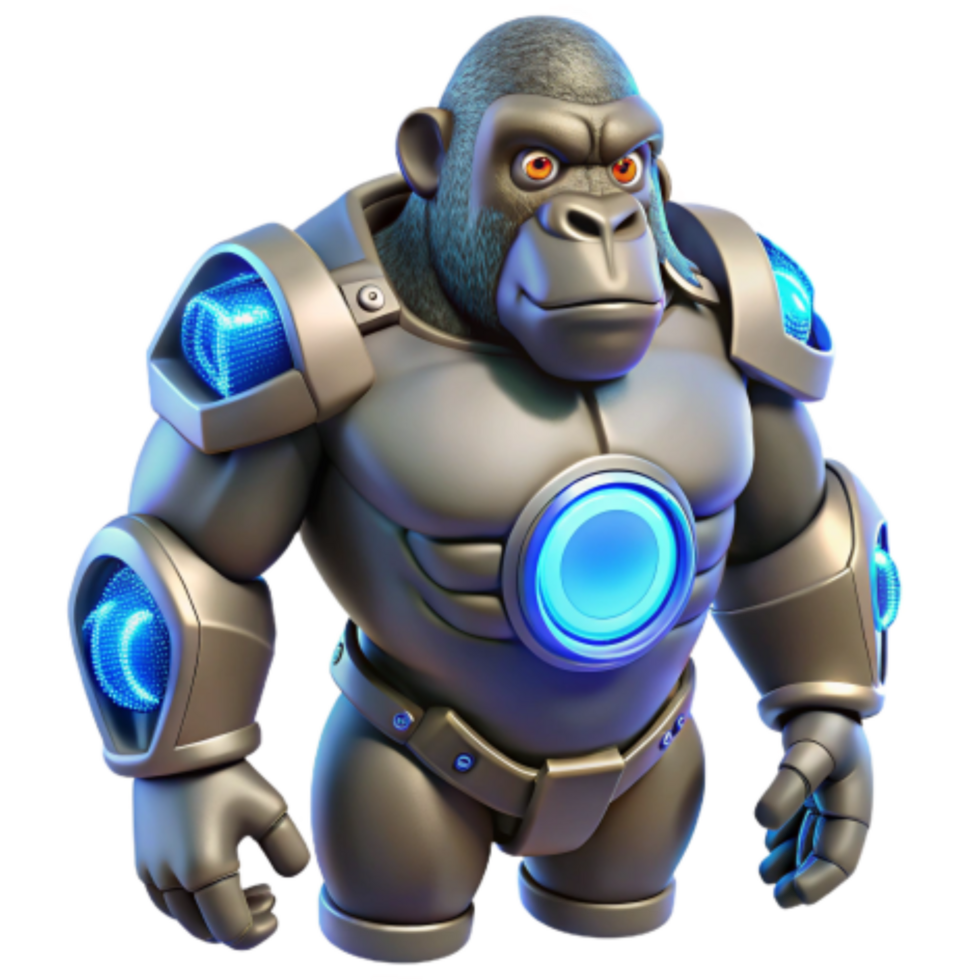 dramatic abstract Gorilla in Futuristic Armor Sci-Fi Primate Robot professional png