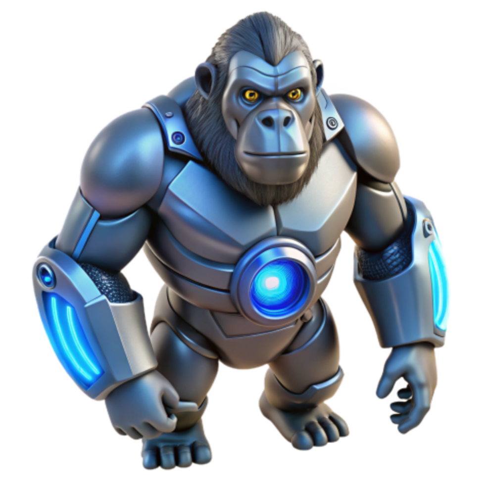 impressive rustic Cybernetic Gorilla Futuristic Primate in Metal Armor original png
