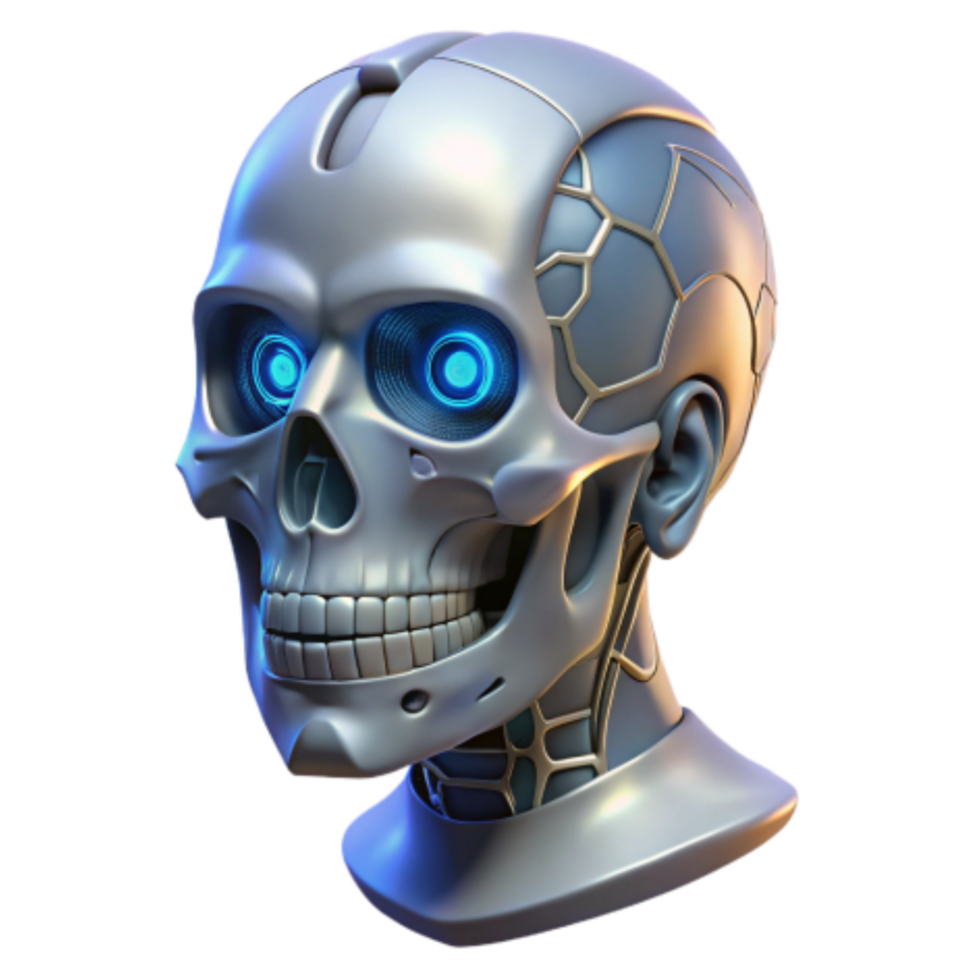 extraordinary abstract Robotic Skull Futuristic AI Head Design original png