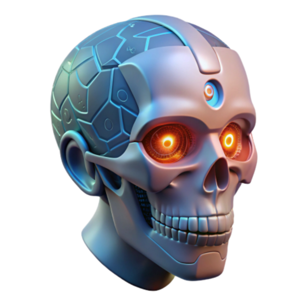 serene vintage Cybernetic Skull AI, Robotics, and the Future of Consciousness genuine png