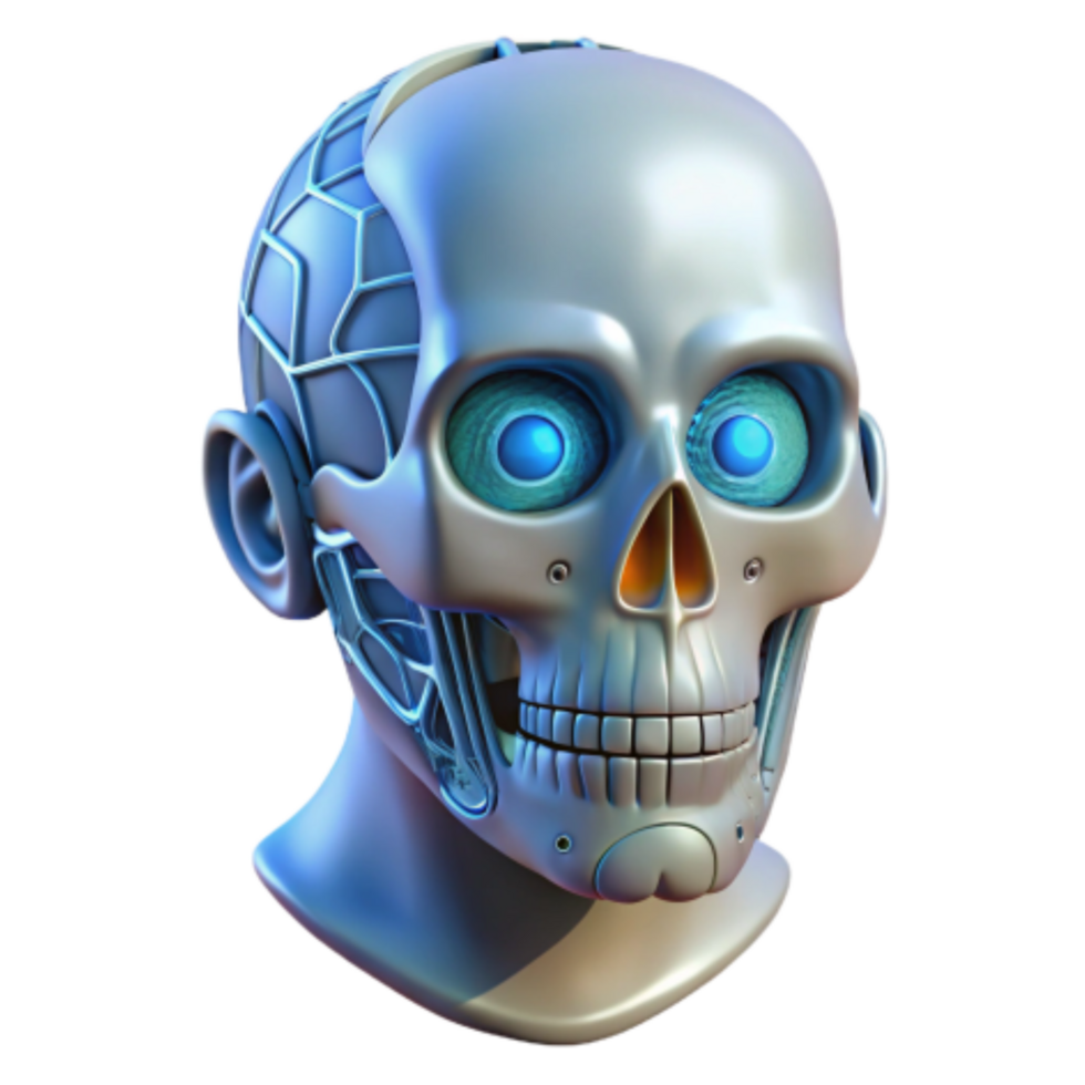 extraordinary rustic Cybernetic Skull Robotic Anatomy, Digital Art original png