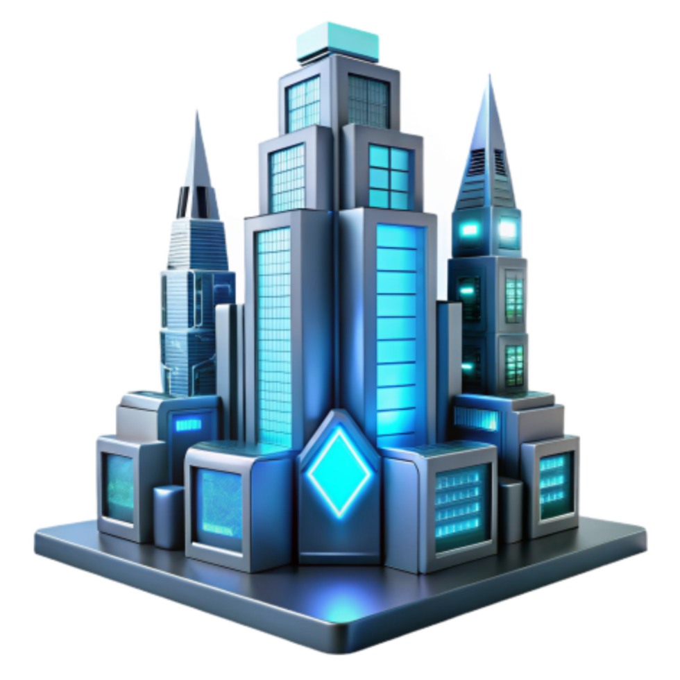 extraordinary classic Futuristic Cityscape Digital Metropolis, Illuminated Towers, Modern Architecture 4K png