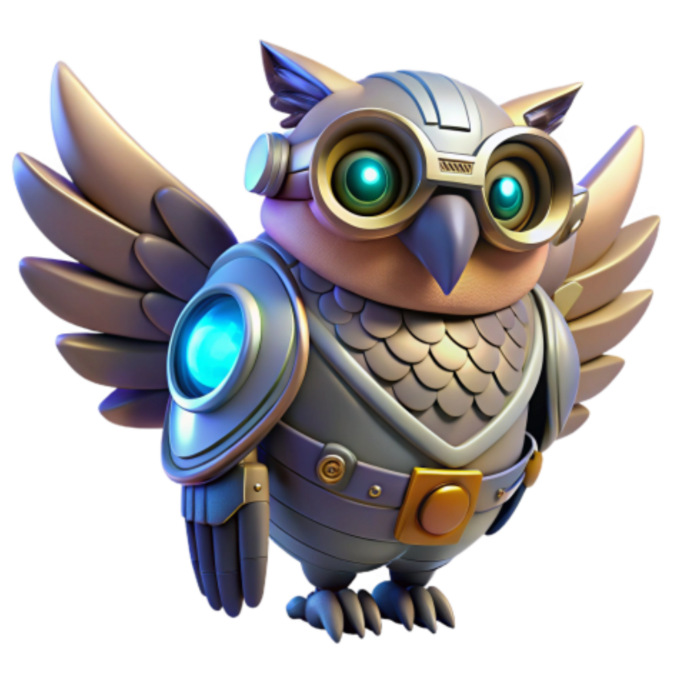 magnificent minimalist Mech Owl Futuristic Avian Robot professional png