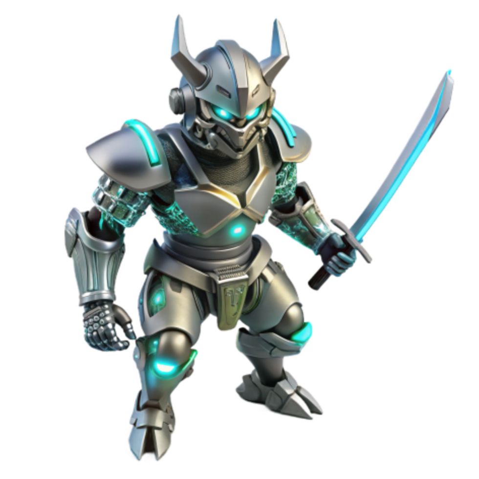 elegant abstract Cybernetic Samurai Warrior Futuristic Armor Katana high quality png
