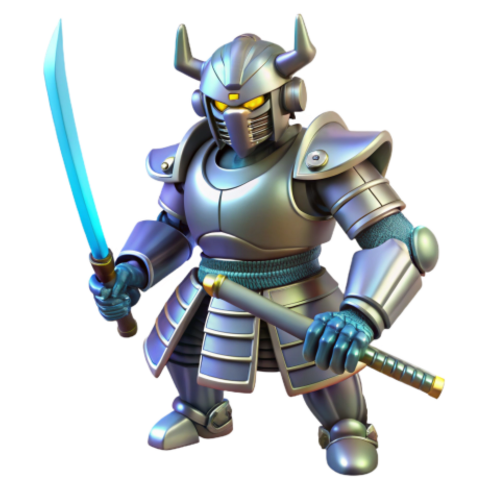 impressive traditional Metallic Samurai Warrior 3D Render high quality png