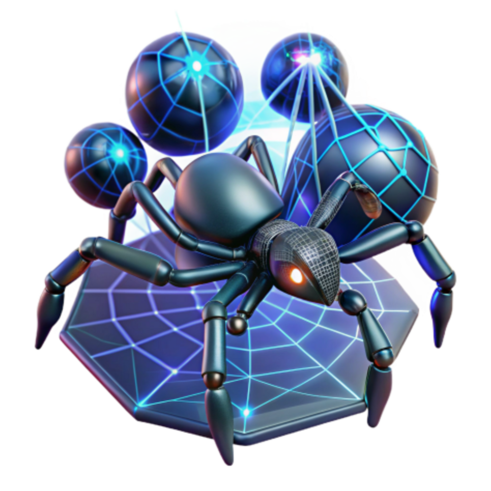 impressive classic Cybernetic Spider Network Security Visualization high quality png