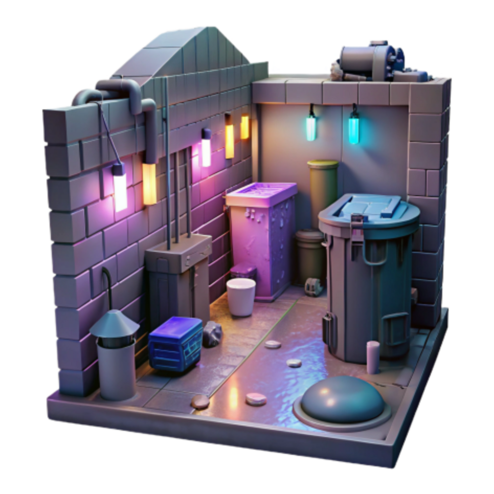 elegant modern Neon Alleyway Nighttime Backstreet Scene high resolution png
