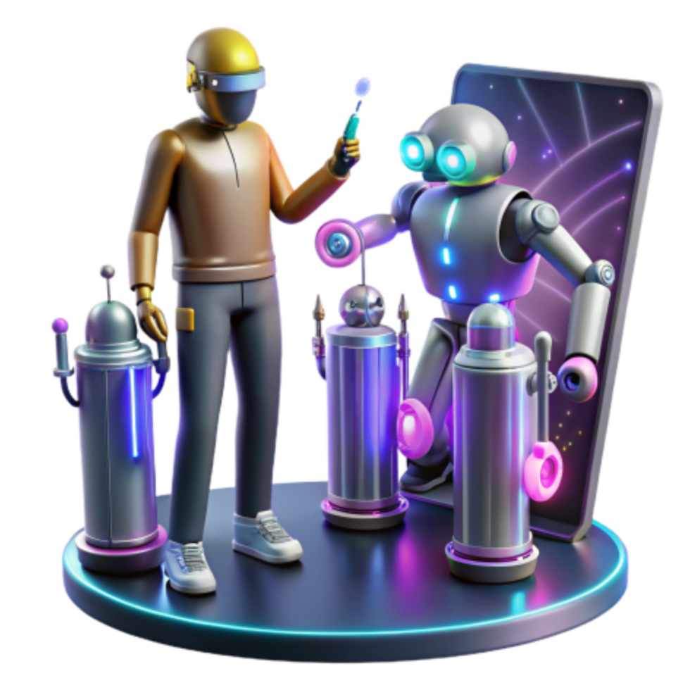 elegant artistic Humanoid Robot and AI Technology Future of Automation detailed png