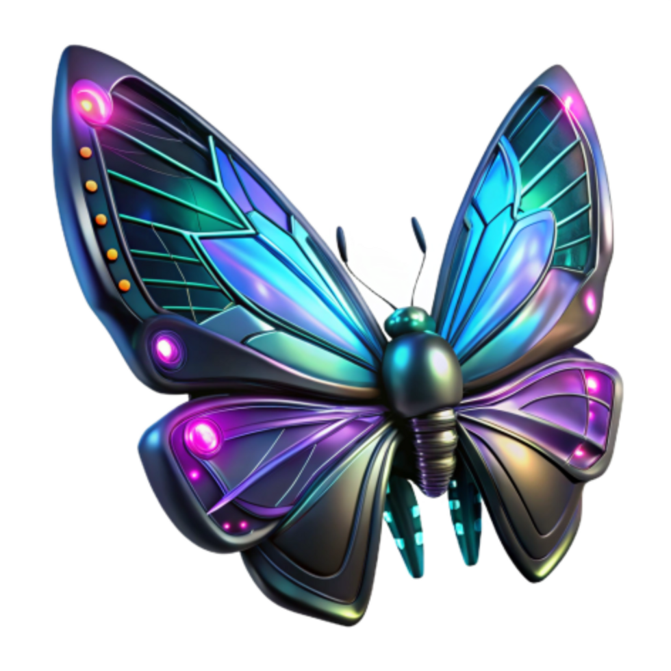 magnificent rustic Cybernetic Butterfly Futuristic Insect Design 4K png