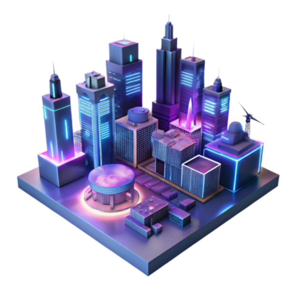 stunning traditional Neon Cityscape Futuristic Urban Architecture authentic png