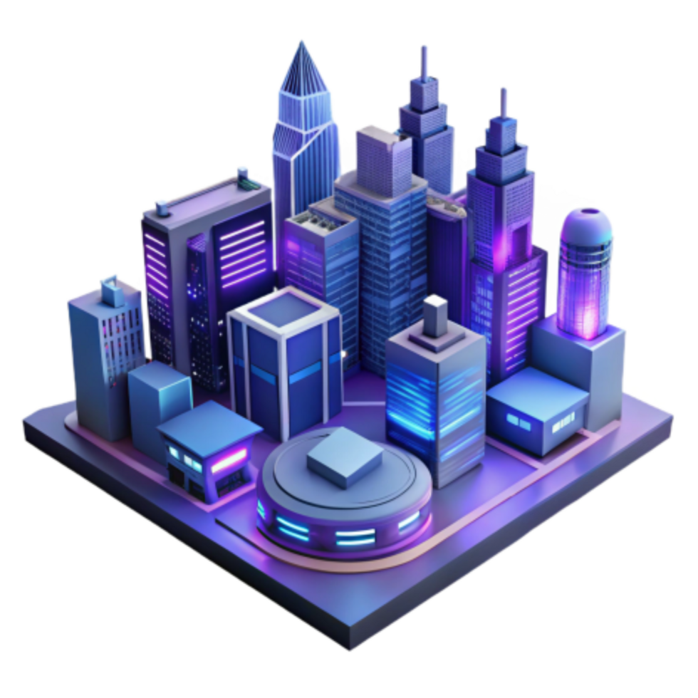 impressive creative Neon Cityscape Futuristic Urban Architecture professional png