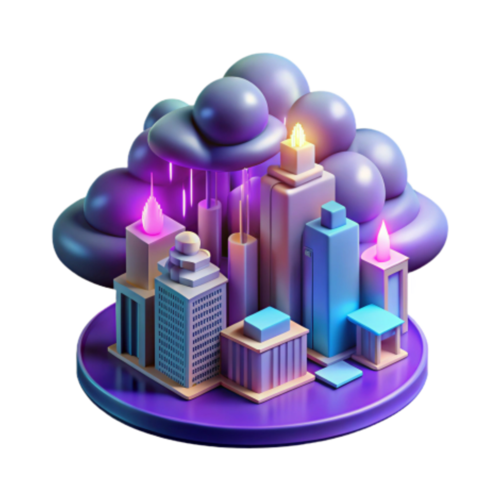 extraordinary minimalist Smart City Cloud Computing, Digital Infrastructure, and Urban Development 4K png