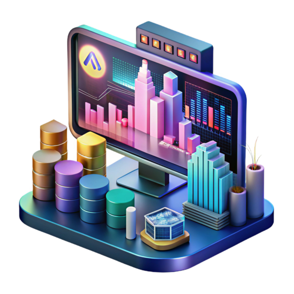 vibrant traditional Data Visualization Charts, Graphs, and Database Insights high quality png