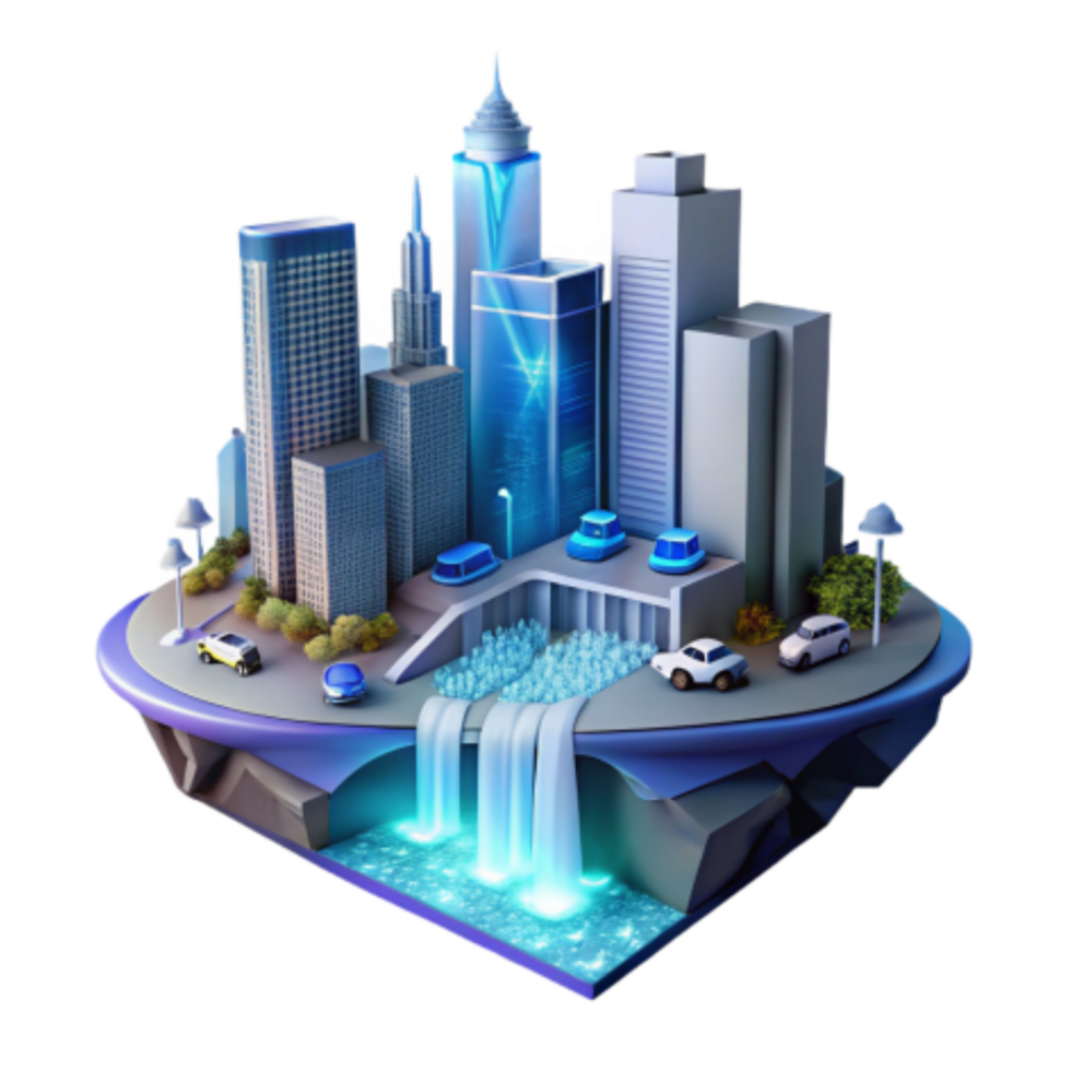 wonderful creative Futuristic Cityscape Smart Urban Design Sustainable Living high quality png