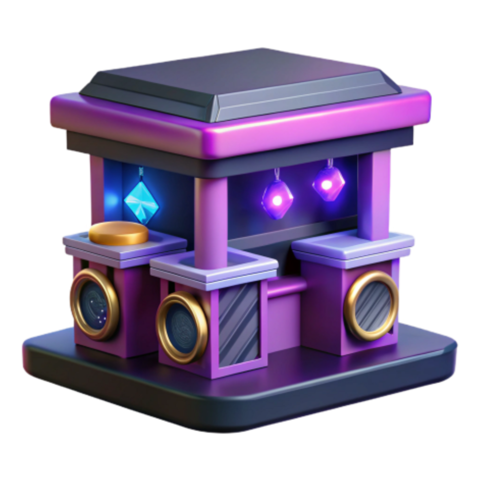 impressive artistic Enchanted Gem Exchange 3D Render of Fantasy Booth high quality png