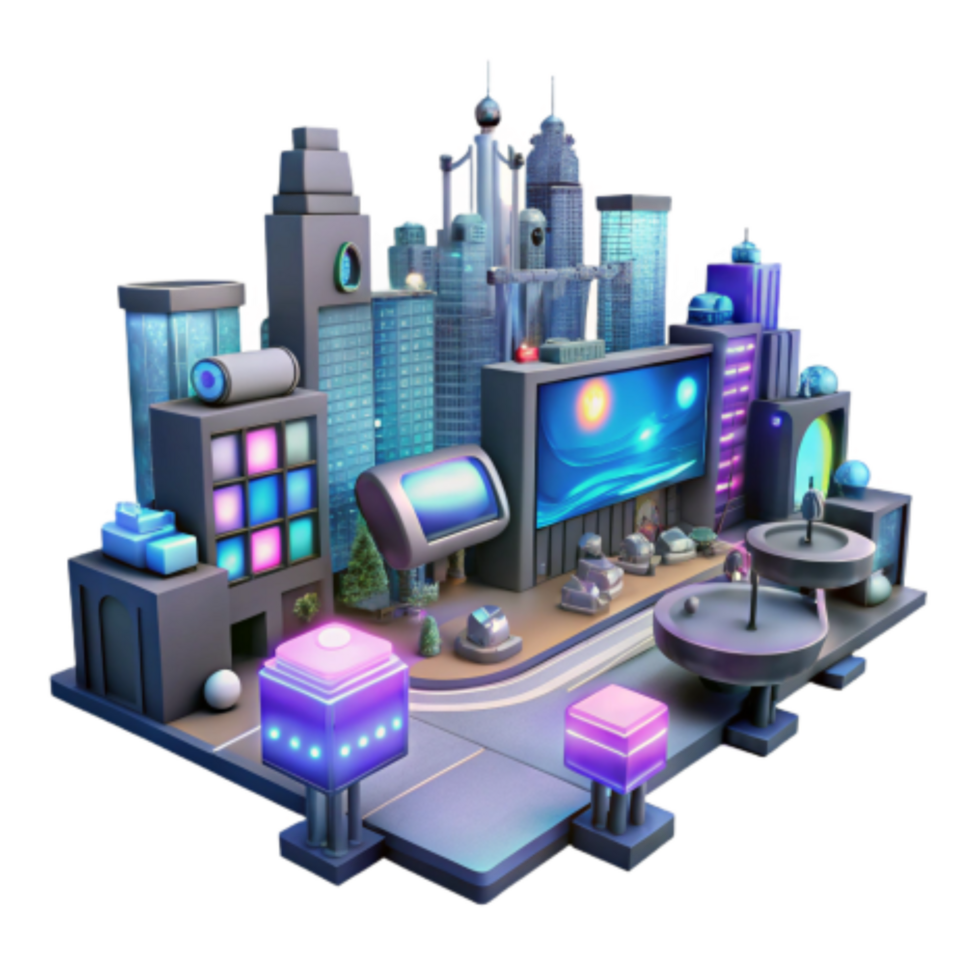 stunning rustic Futuristic Cityscape Neon Lights, Skyscrapers, and Advanced Technology high quality png