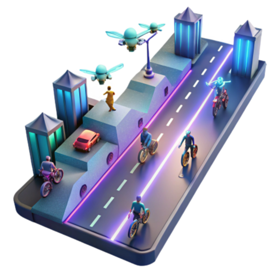 elegant classic Smart City Transportation Drones, Bikes, and Urban Mobility authentic png