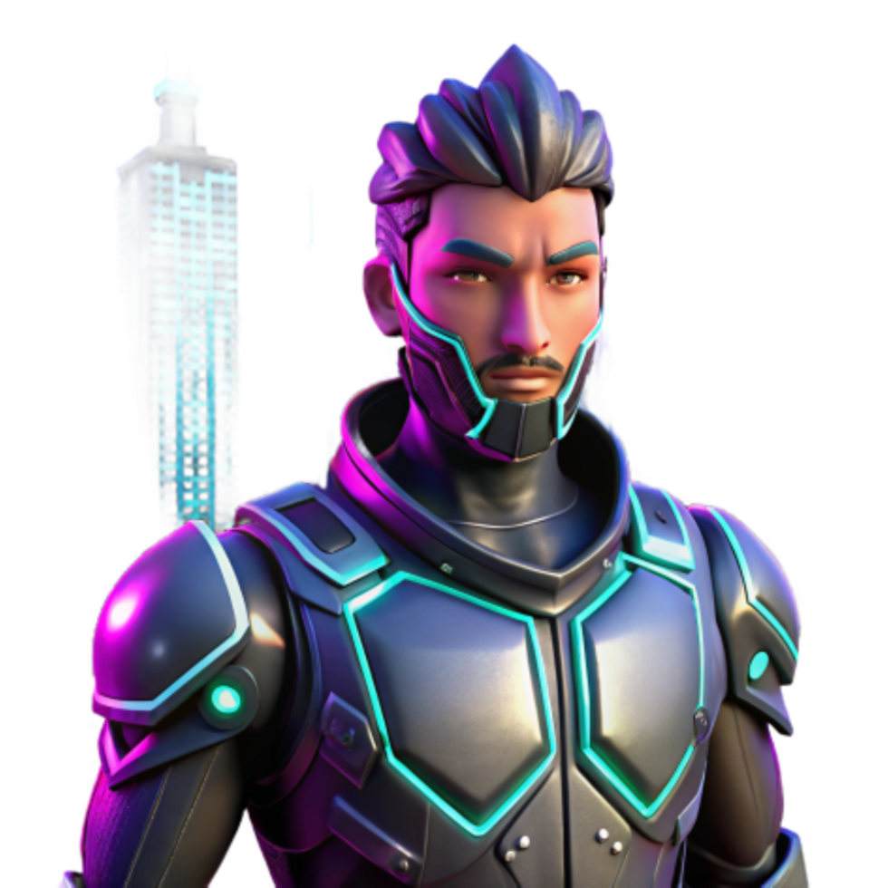 magnificent abstract Cyberpunk City Warrior Futuristic Armor Neon Lights authentic png